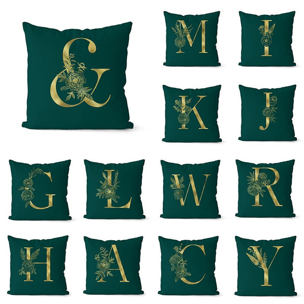 Retailhood™ Green Pillowcase Gold Letters